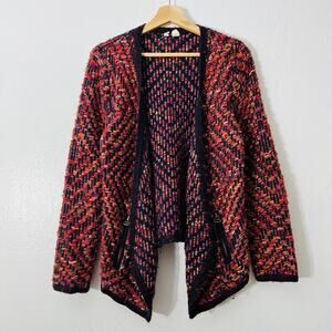 Moth Anthropologie Keavy Jacquard Cardigan Small Wool Mohair Blend Zip Pockets